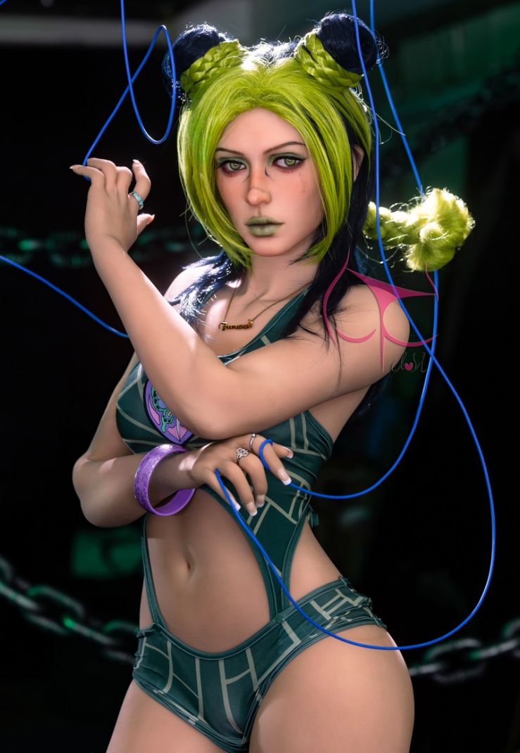 image of Jolyne sex doll, front view and dressed